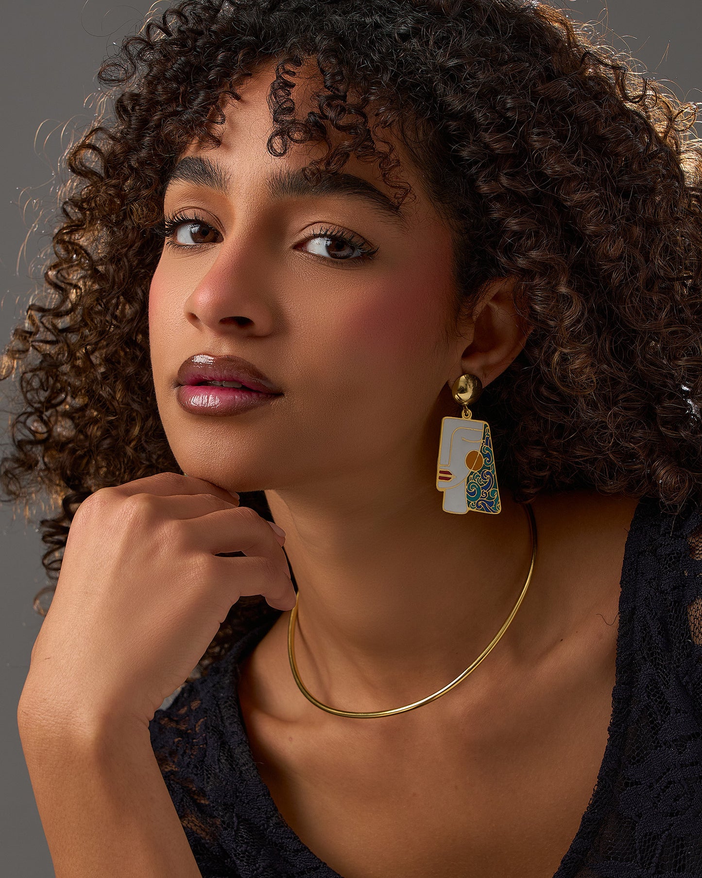 Colored face earrings