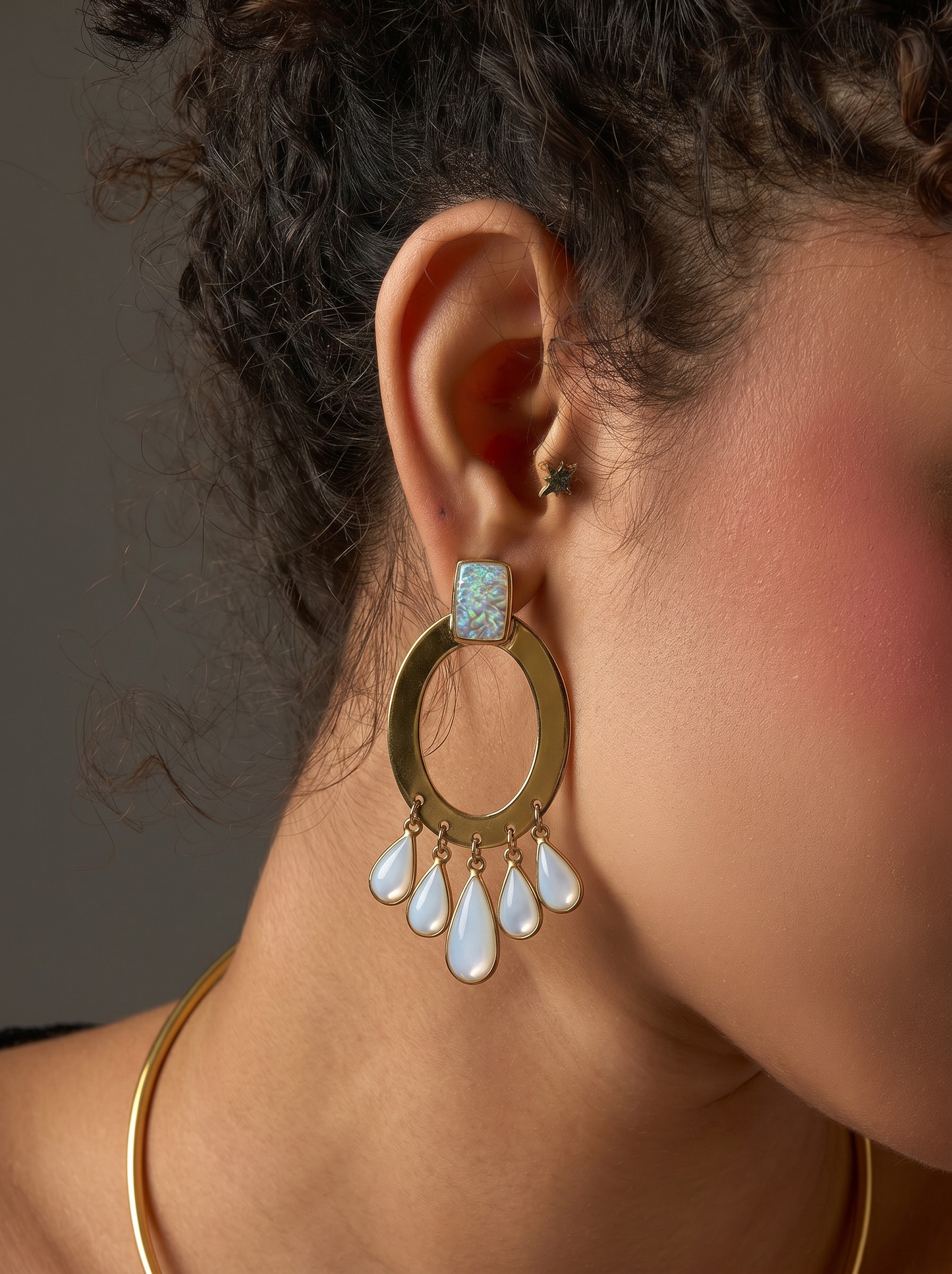 Shell drop earring