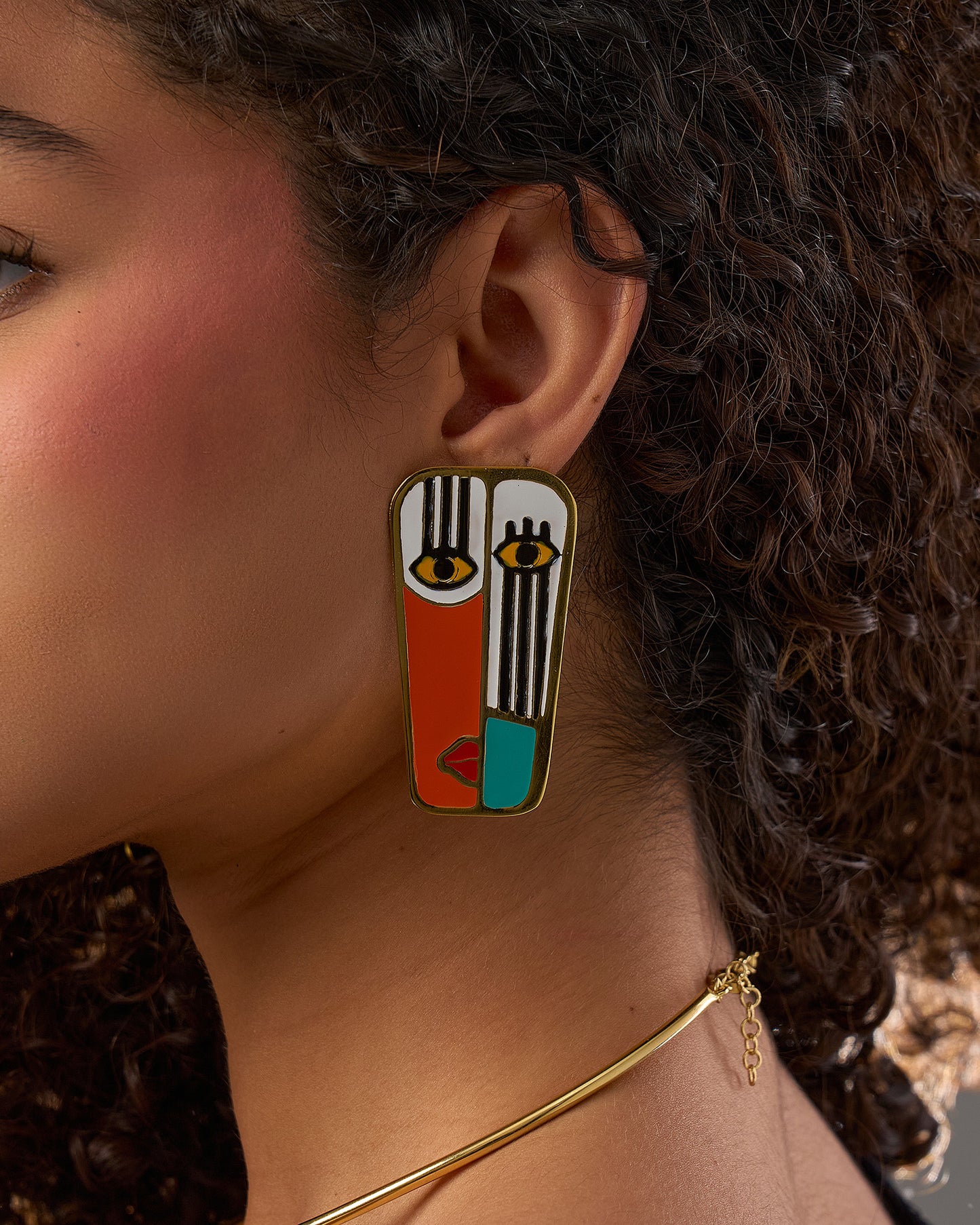 Colored face earrings
