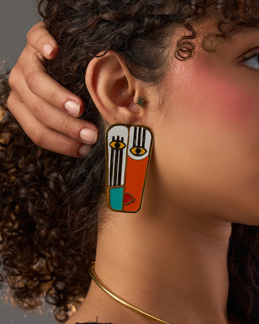 Colored face earrings