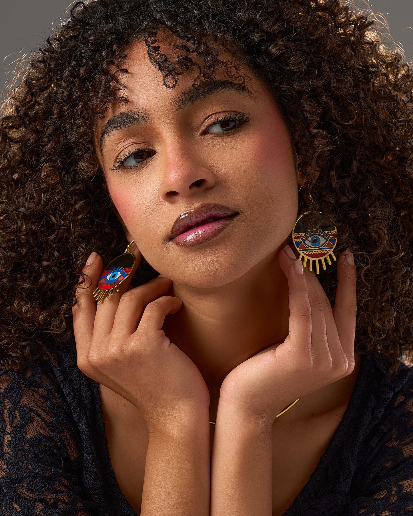 Colored eye earrings