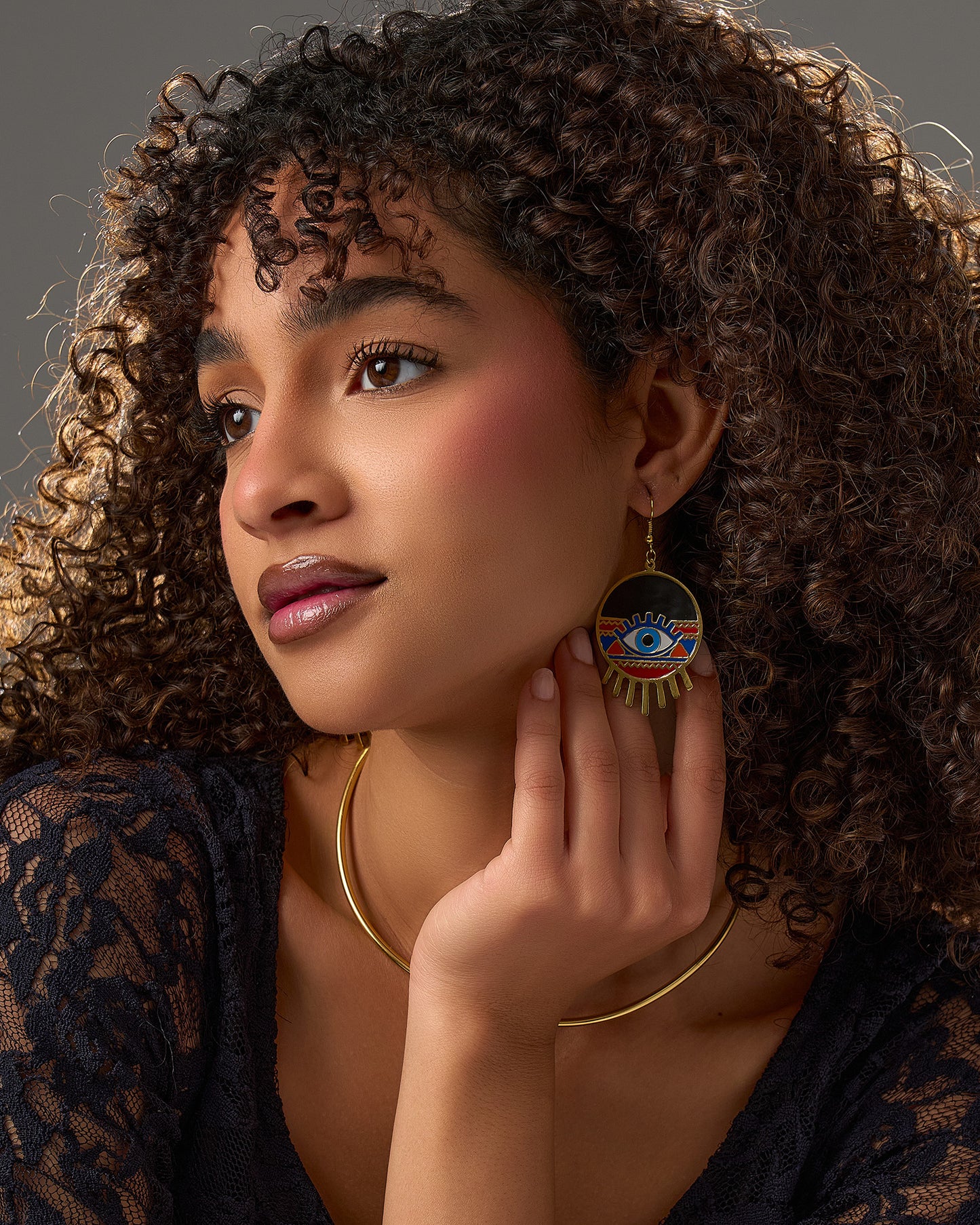 Colored eye earrings