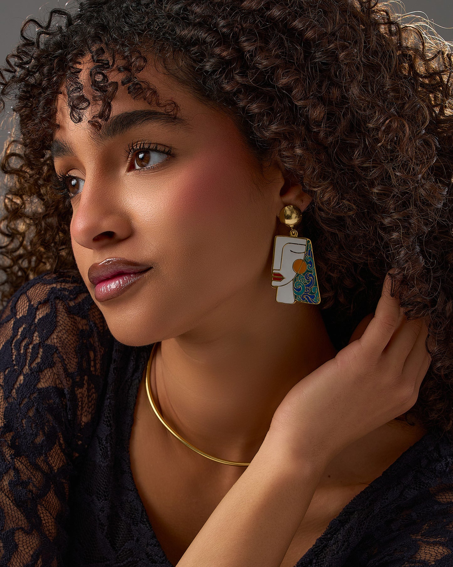 Colored face earrings