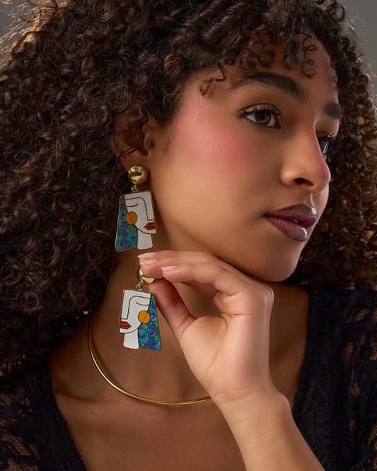 Colored face earrings