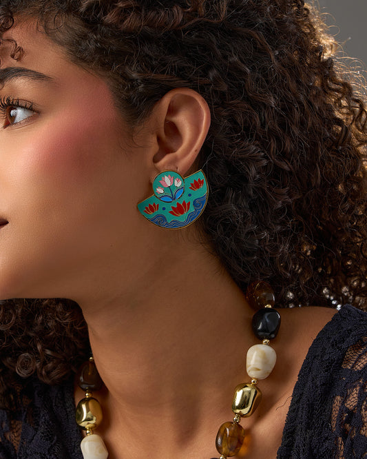Colored flowers earrings