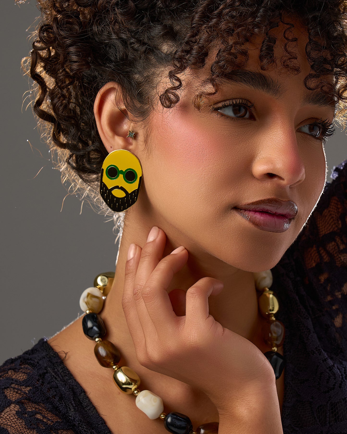 Colored face earrings