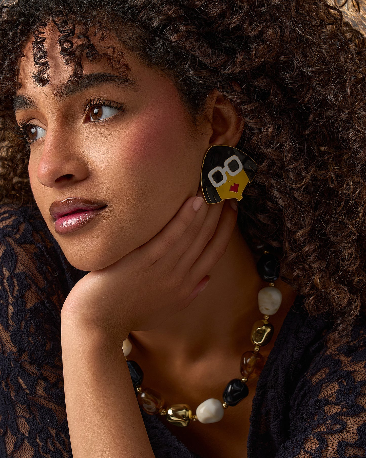 Colored face earrings