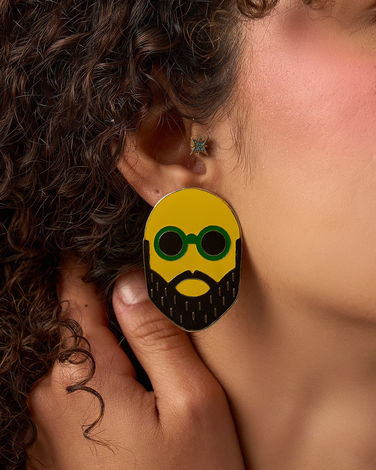 Colored face earrings