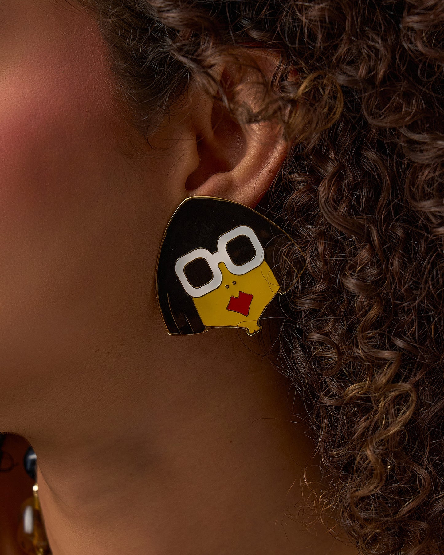 Colored face earrings