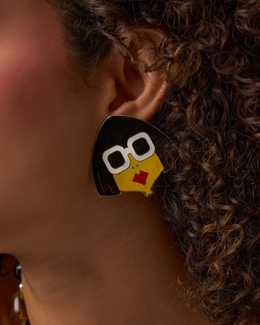 Colored face earrings