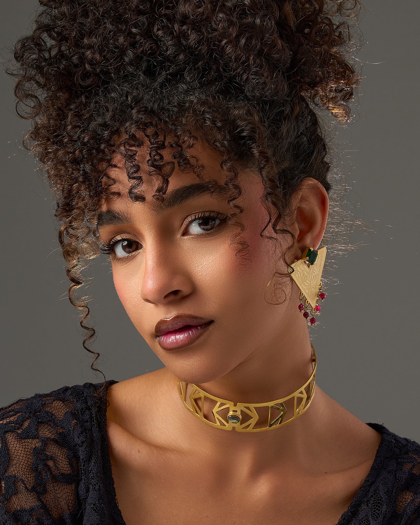 Golden triangle earrings