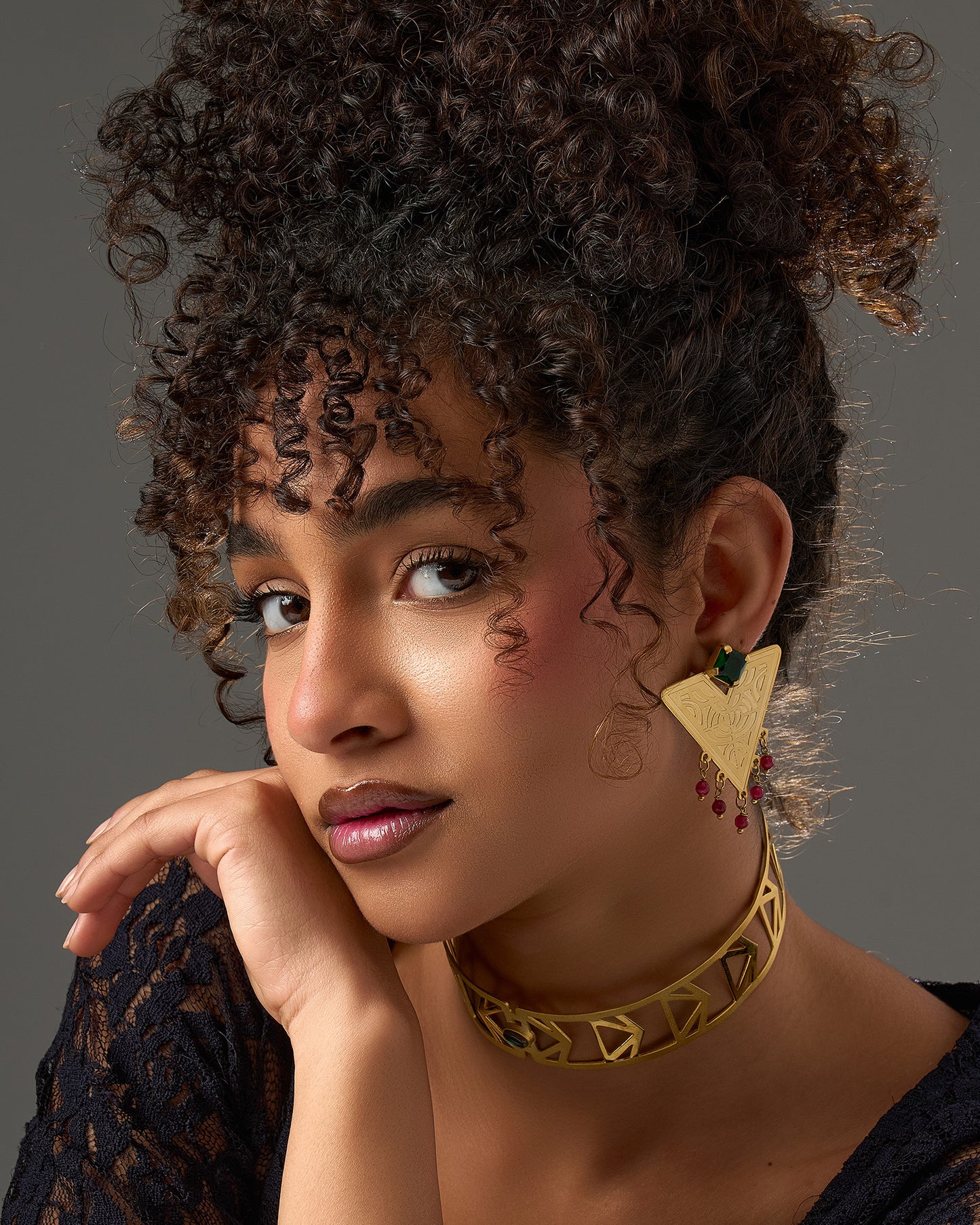 Golden triangle earrings