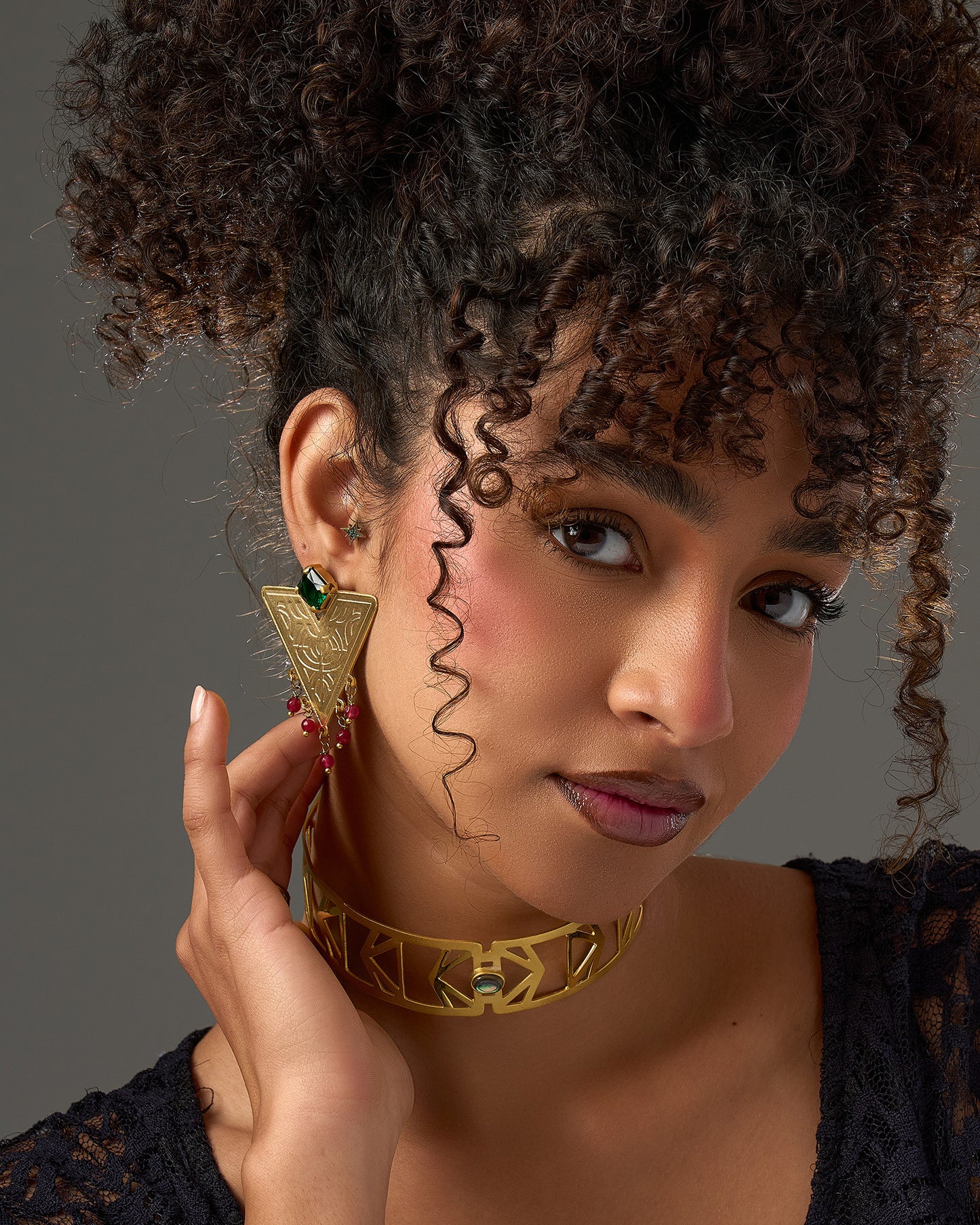 Golden triangle earrings