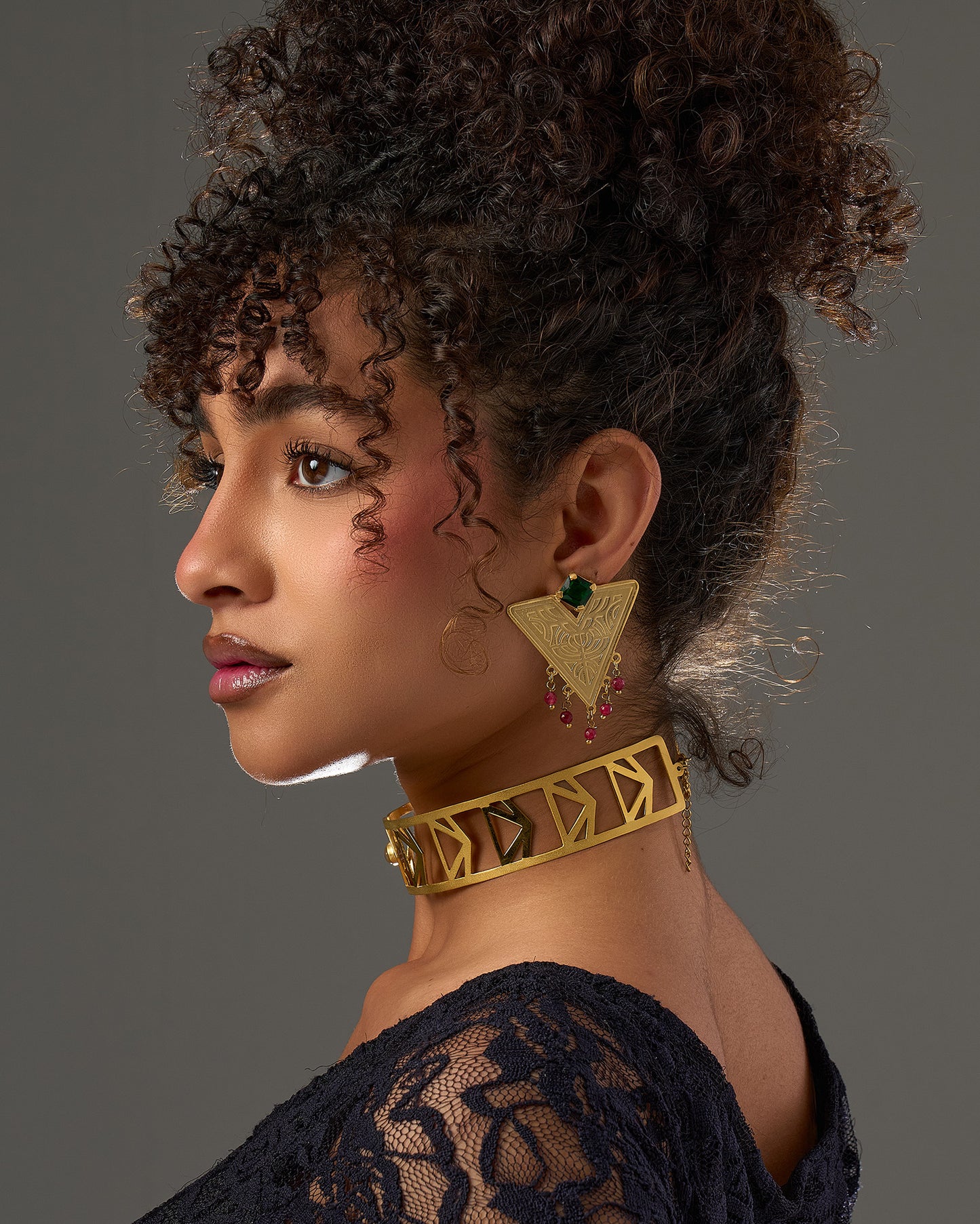 Golden triangle earrings
