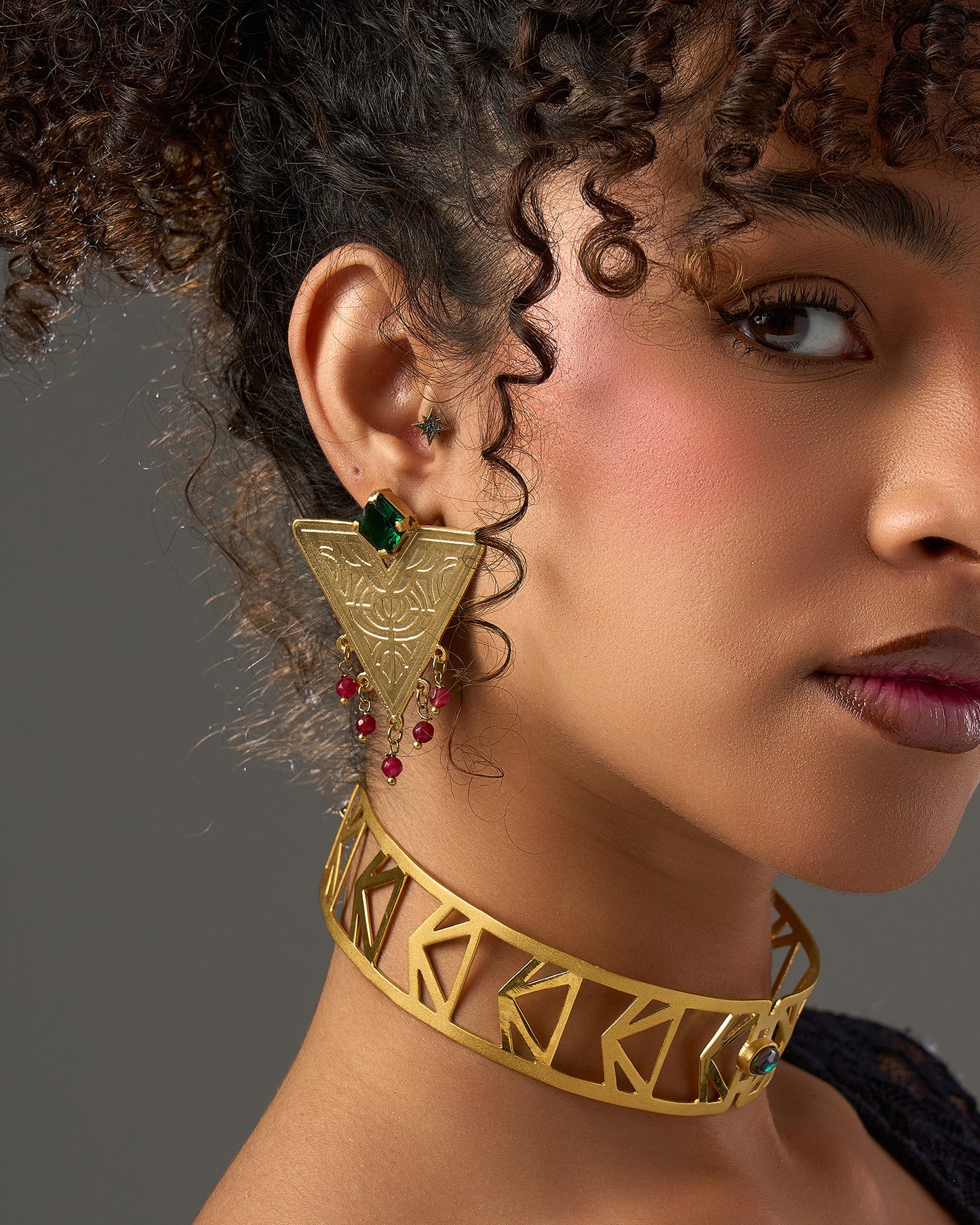 Golden triangle earrings