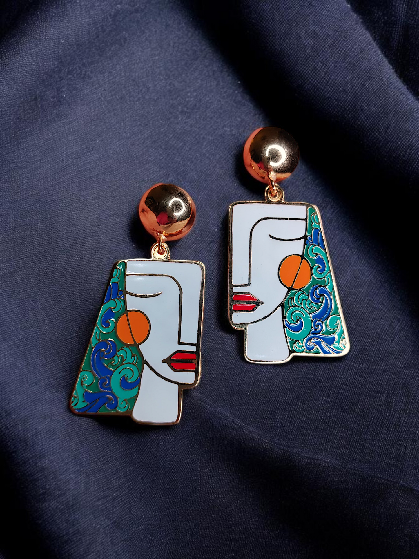 Colored face earrings