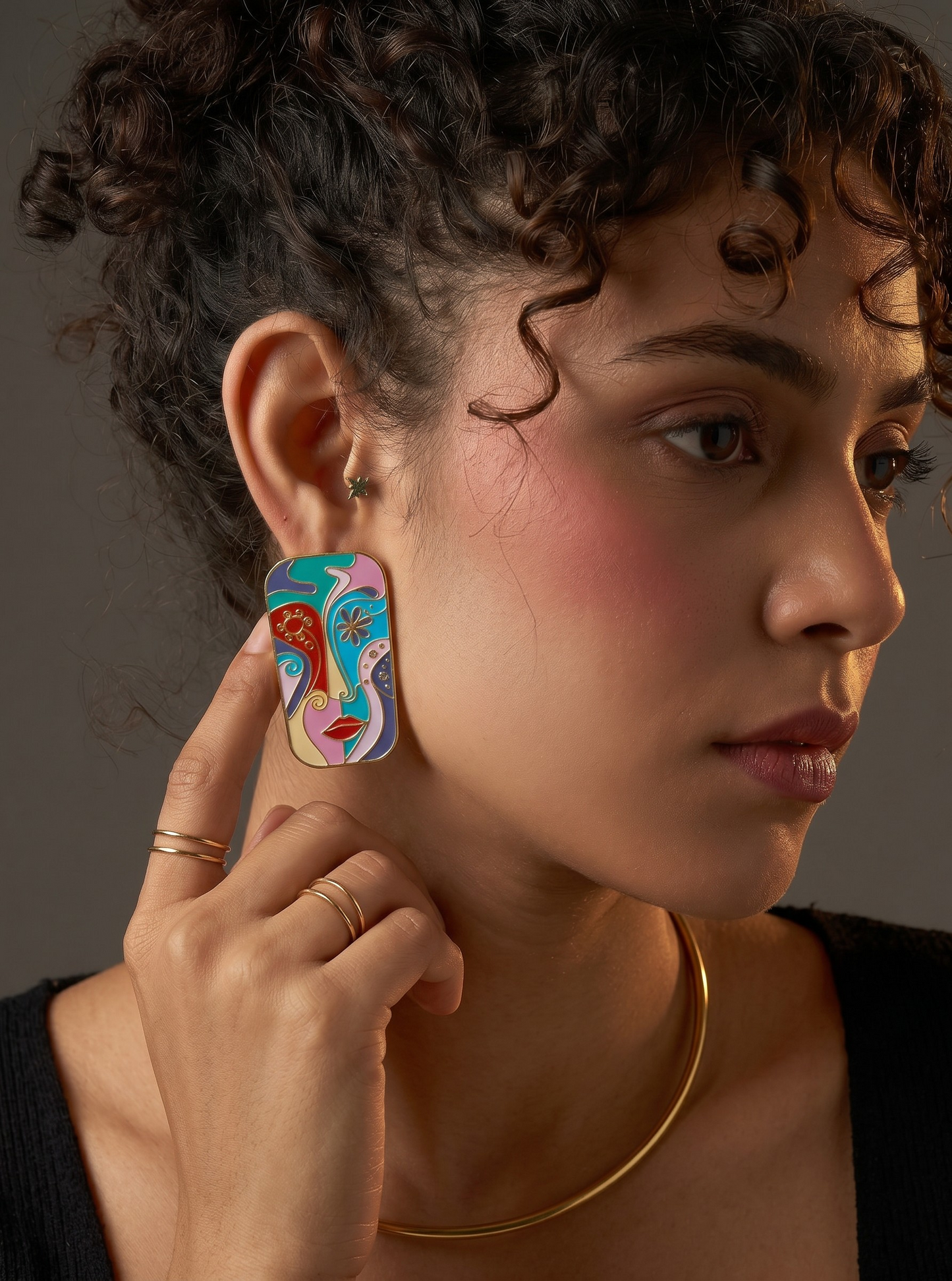 Bohemian face earrings
