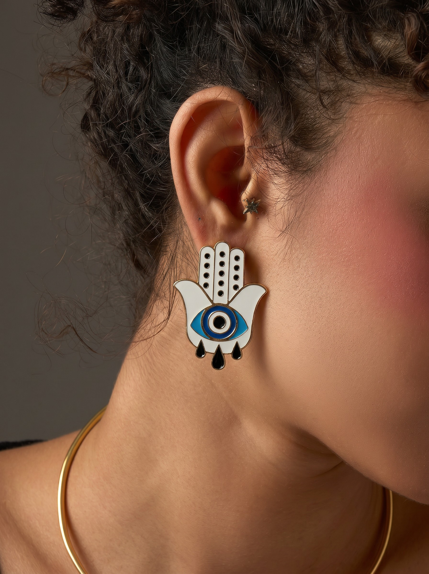 Hand eye earrings