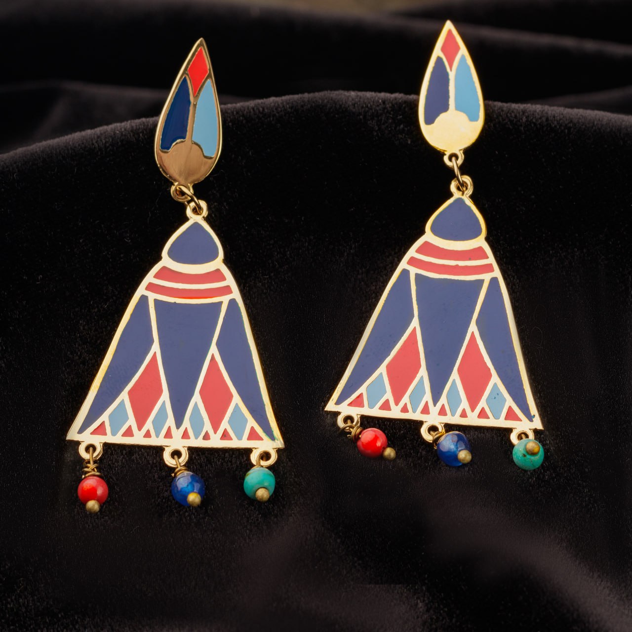 Colored lotus earrings